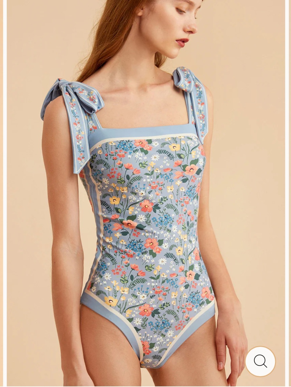 Visual Mood Grace Reversible Floral Toile Tie-Shoulder One-Piece Swimsuit M NEW